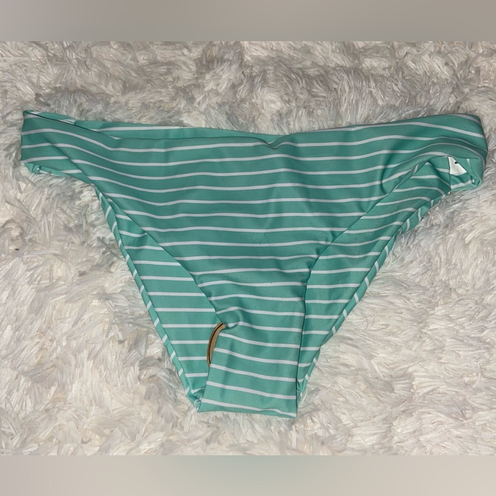 Striped Mint Green Bikini Bottom - Women Swim Bikinis